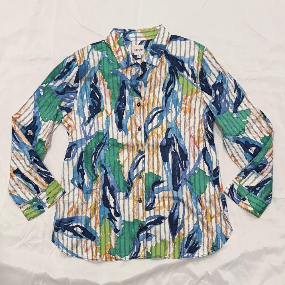 NIC+ZOE Button down 3/4 Sleeve Blouse Size Medium